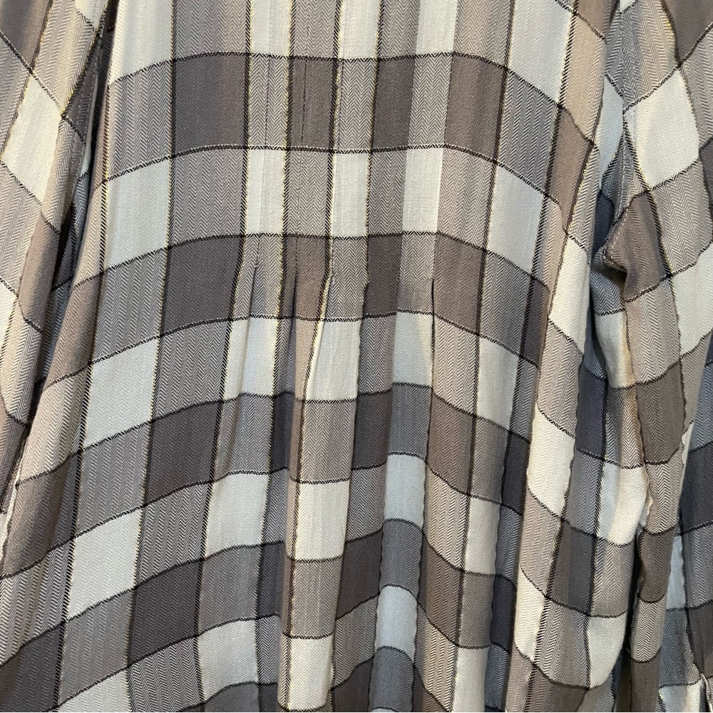 Intro Taupe & Cream With Gold Strands Plaid Butto… - image 4